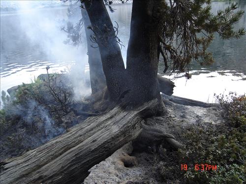 Volcanic wildfire in Kings Canyon backcountry, Sequoia and Kings Canyon National Parks, July 2005
