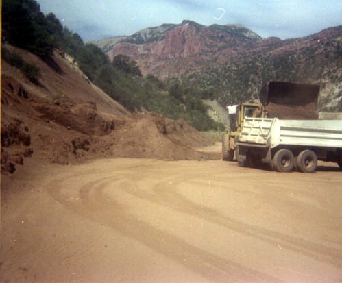 Color Photos of rock slides in Kolob Canyon.