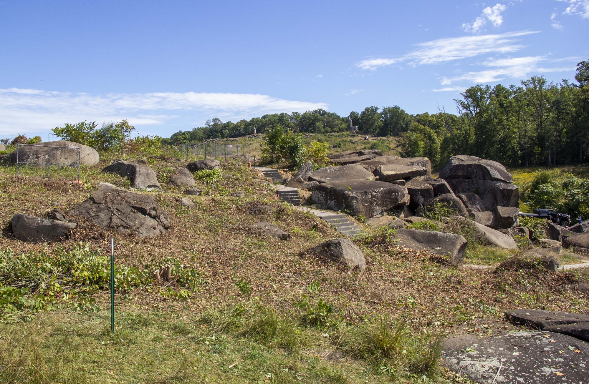 An after photo of Devil's Den with vegetation removed from the landscape.