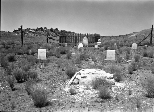 Old cemetery at Shunesburg with gravestones and enclosure.