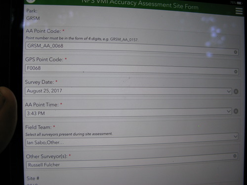 GRSM Accuracy Assessment. Plot Code: GRSM_AA_0068_1