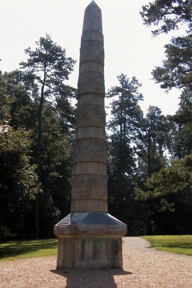 Dedicated 1909. The American cavalry was honored by this monument when it was dedicated in 1909. Two bronze tablets were added later to honor the "Virginia Giant" Peter Francisco, Lt. Col. William Washington and the Marquis de Britigny, a French volunteer.