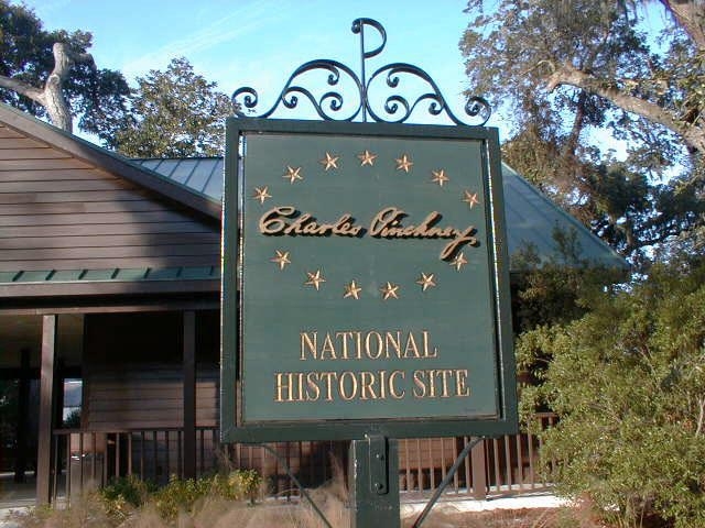 This sign, welcoming visitors to Charles Pinckney National Historic Site, features Pinckney's signature from the U.S. Constitution and wrought ironwork by world-renowned blacksmith/artist Philip Simmons.