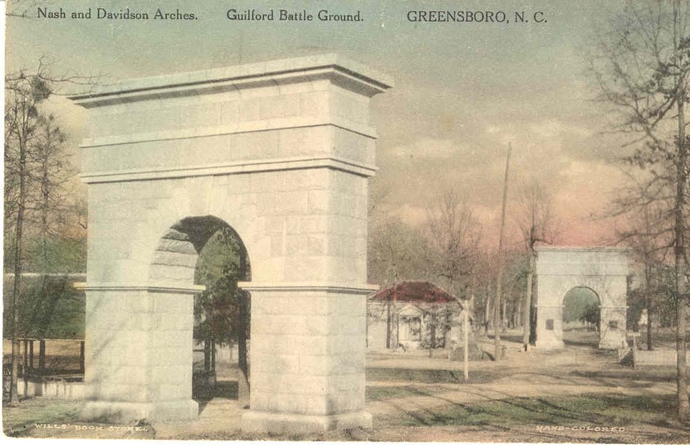 Nash and Davidson Arches. The two massive arches stood astride New Garden Road between 1906 and 1937. Arches were removed in 1937 due to the advent of the automobile and it was felt that the narrow roadway under the arches was unsafe for passage beneath. Some stones from the monuments are presently scattered along roads and trails within the park.