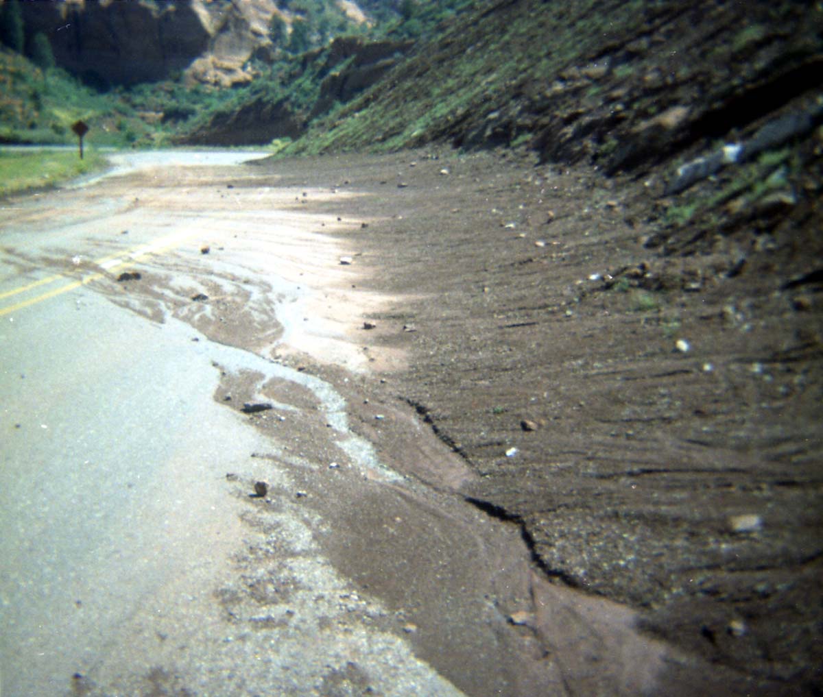 Color Photos of rock slides in Kolob Canyon.