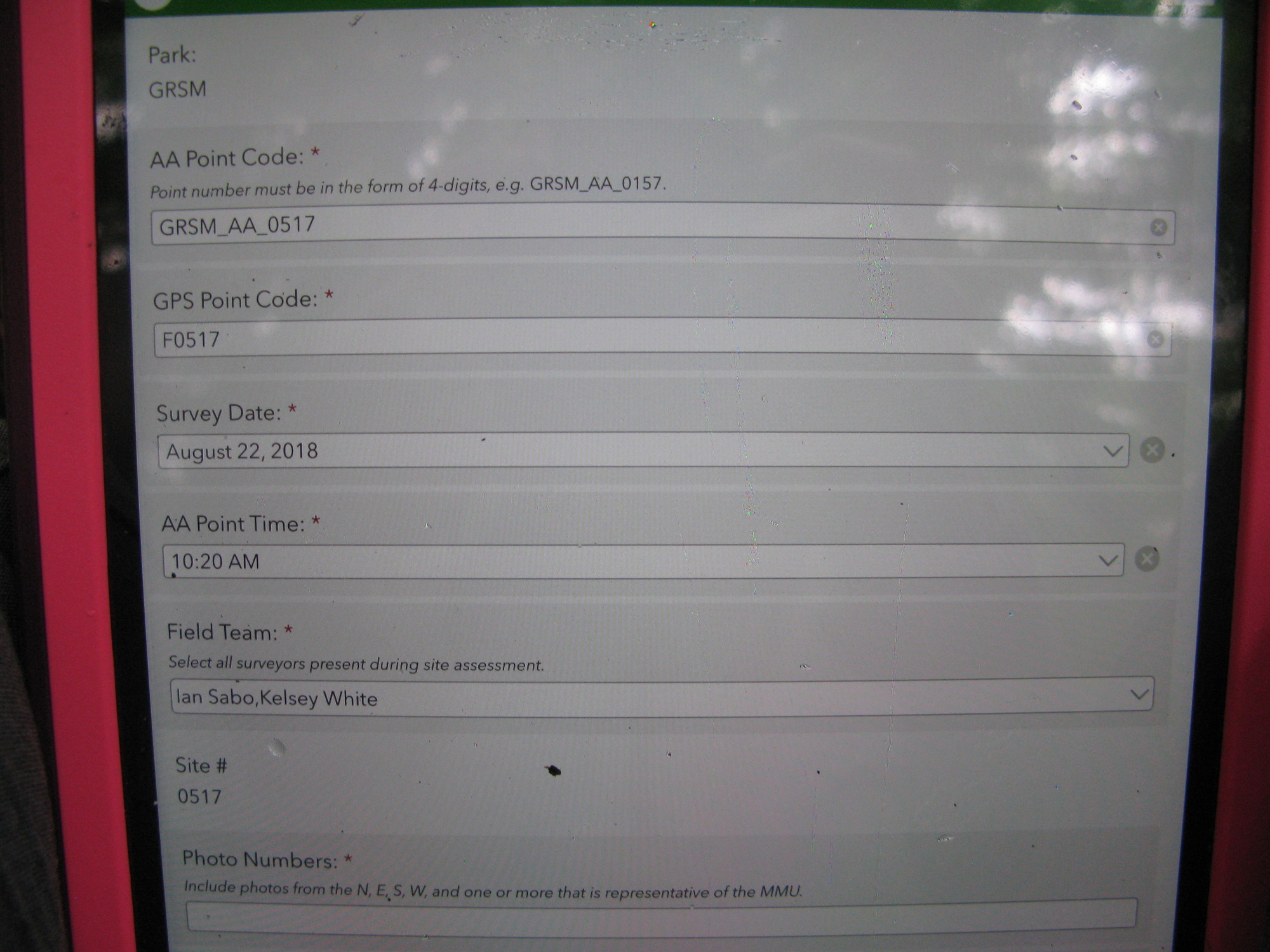 GRSM Accuracy Assessment. Plot Code: GRSM_AA_0517_1