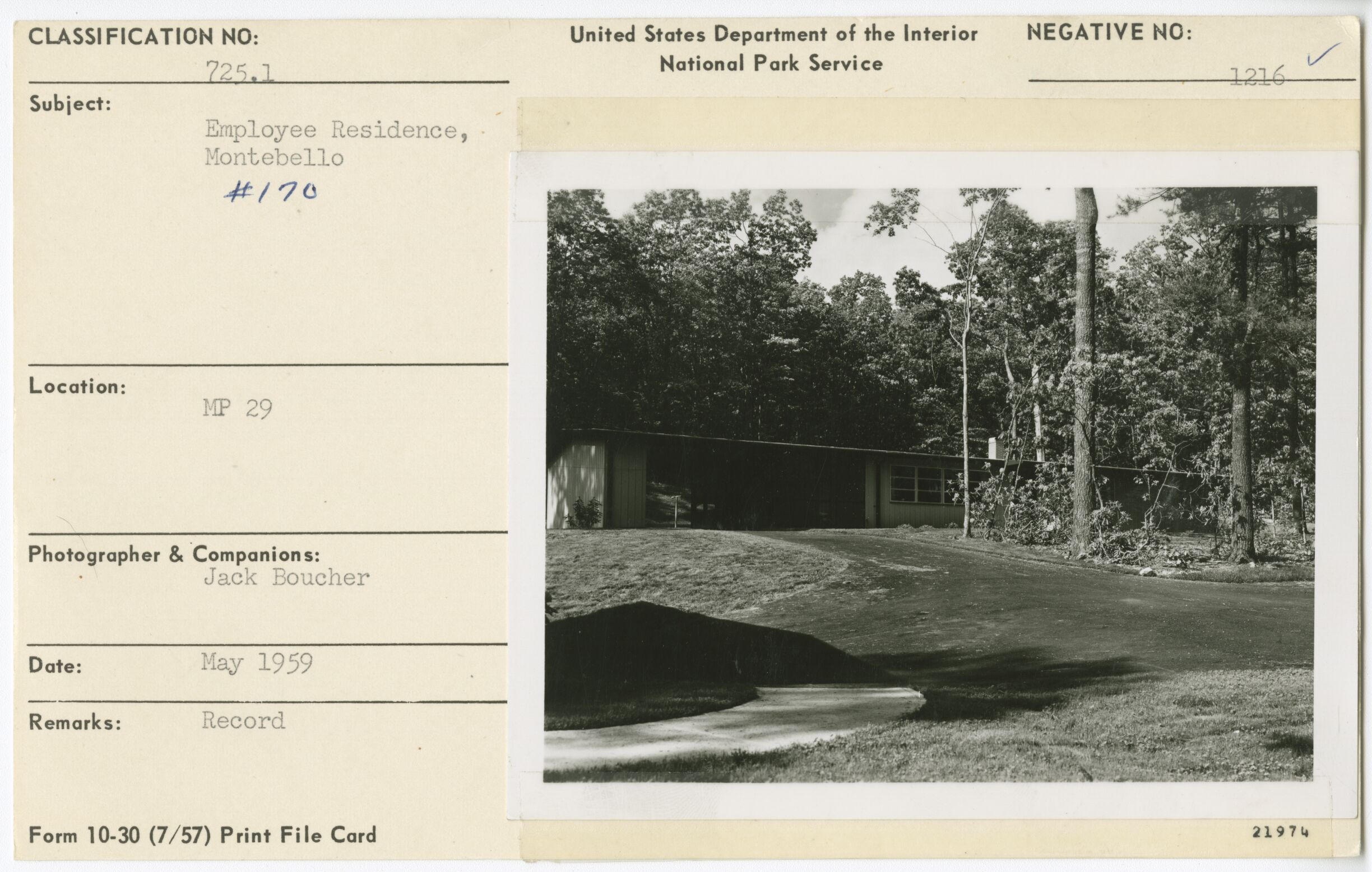 Employee Residence #170, Whetstone Ridge