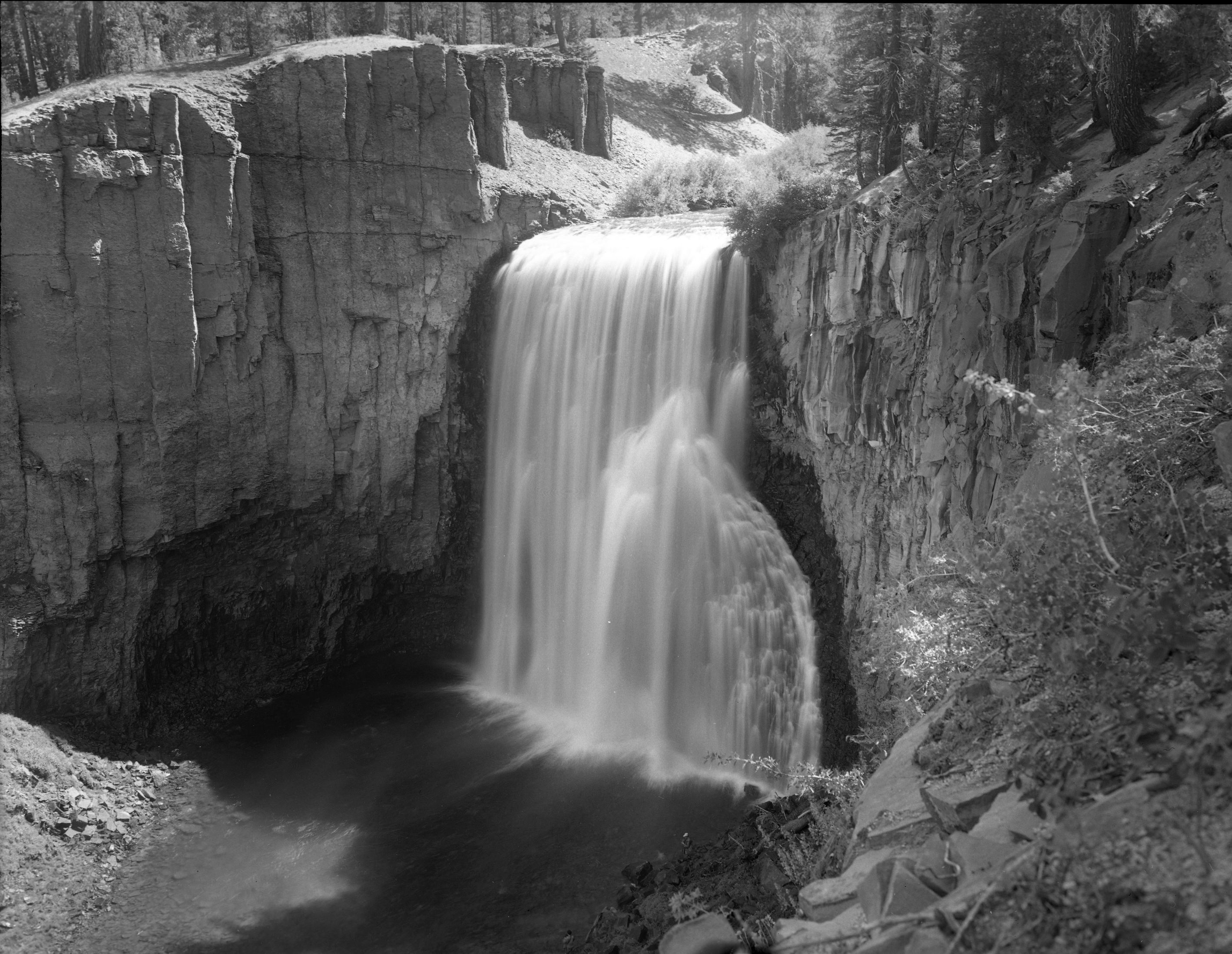 Rainbow Fall. Devils Postpile, California. For illustration purposes.