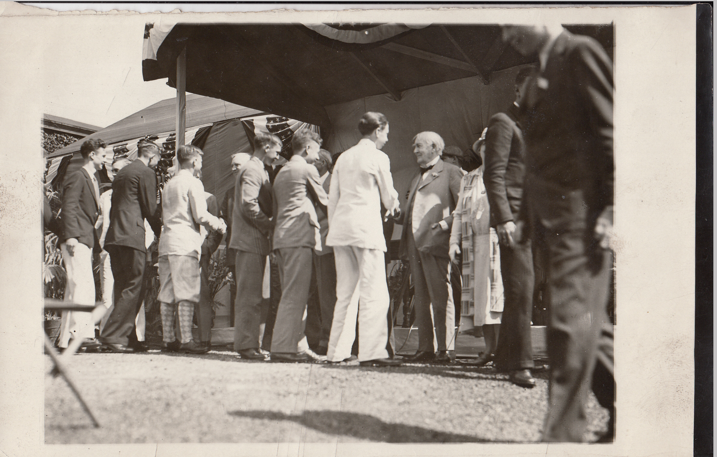 Thomas Edison greeting contestants in the 1930 Edison scholarship contest.