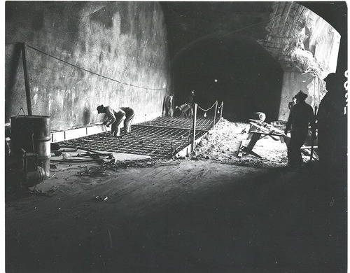 General view of repair work in Zion-Mt. Carmel tunnel, after the rock fall which destroyed the Gallery #3 in the tunnel.