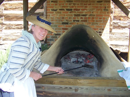 Baking in the Beehive oven.