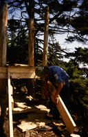 HFCA 1607_Special Events And VIPS Volume 1_368.jpg. YCC worker complteing a wooden staircase in Acadia National Park.