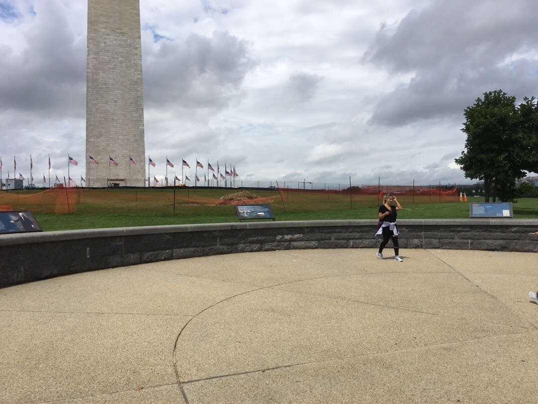 An open plaza area in front of the Washington Monument