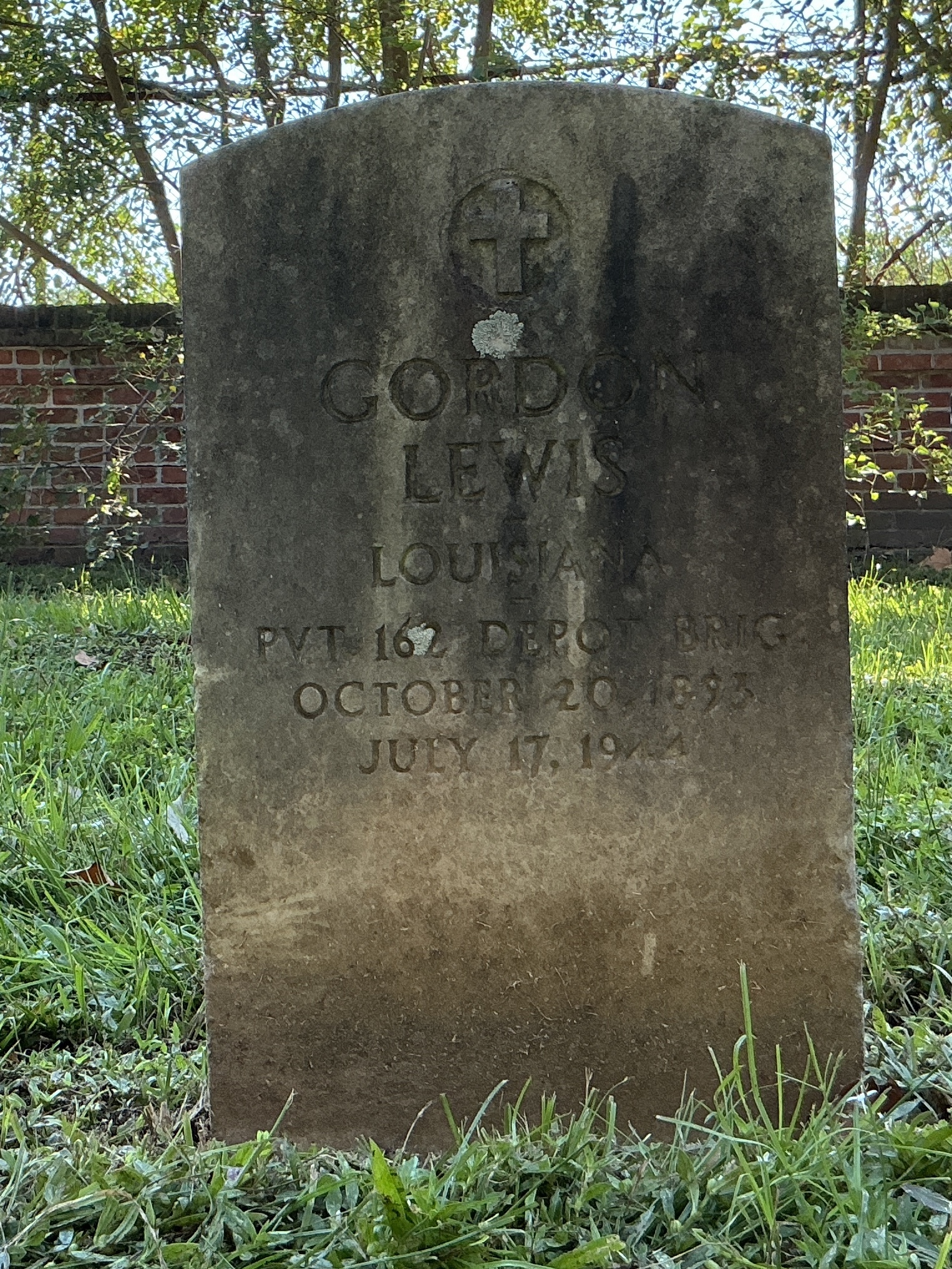 Front of upright marble headstone with flat face.