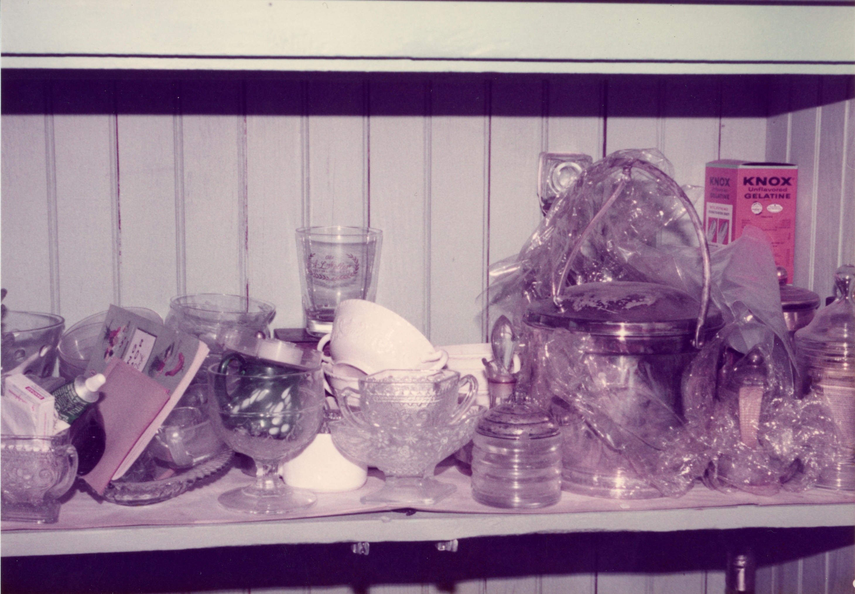 Haviland China in butlers pantry- glassware and chind