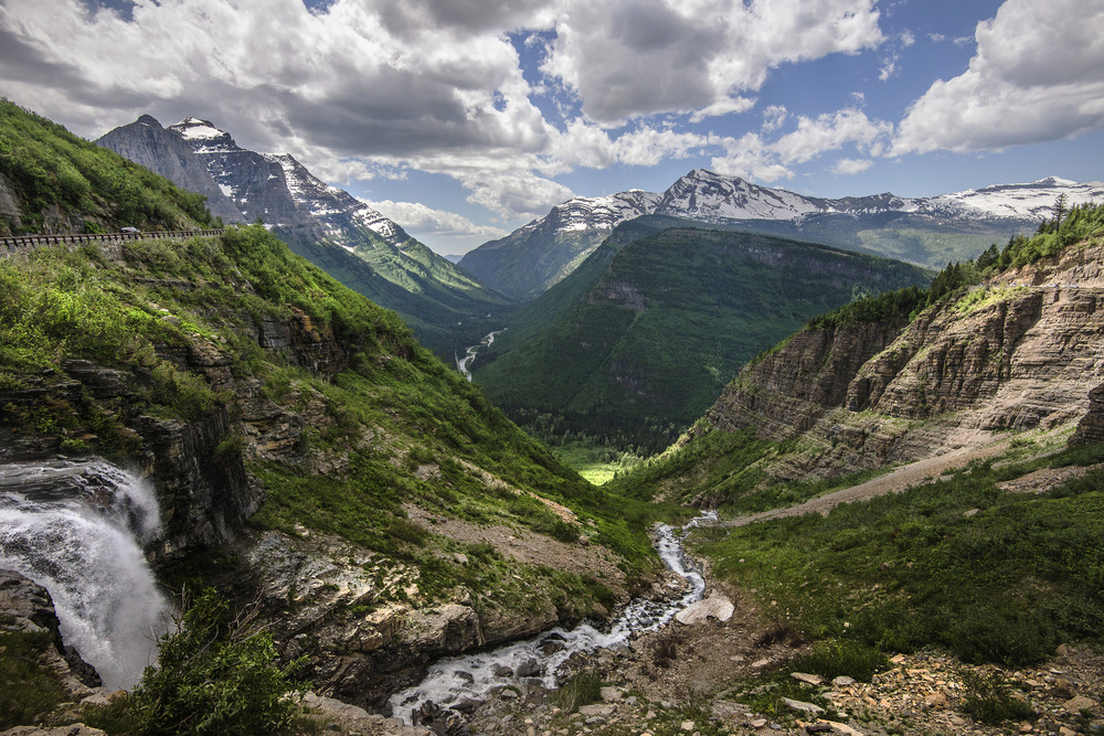 Valley view from above waterfall