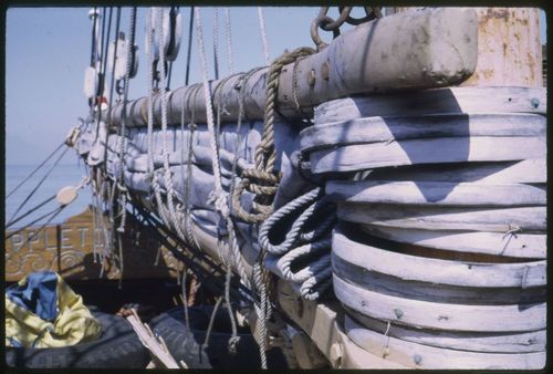 Exterior details of the Eppleton Hall (built 1914; tugboat) upon her arrival in San Francisco from Newcastle, England.