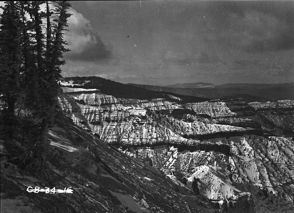 Cedar Breaks looking south to Point Perfection, covered in snow.