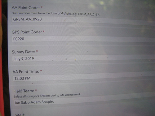 GRSM Accuracy Assessment. Plot Code: GRSM_AA_0920_1