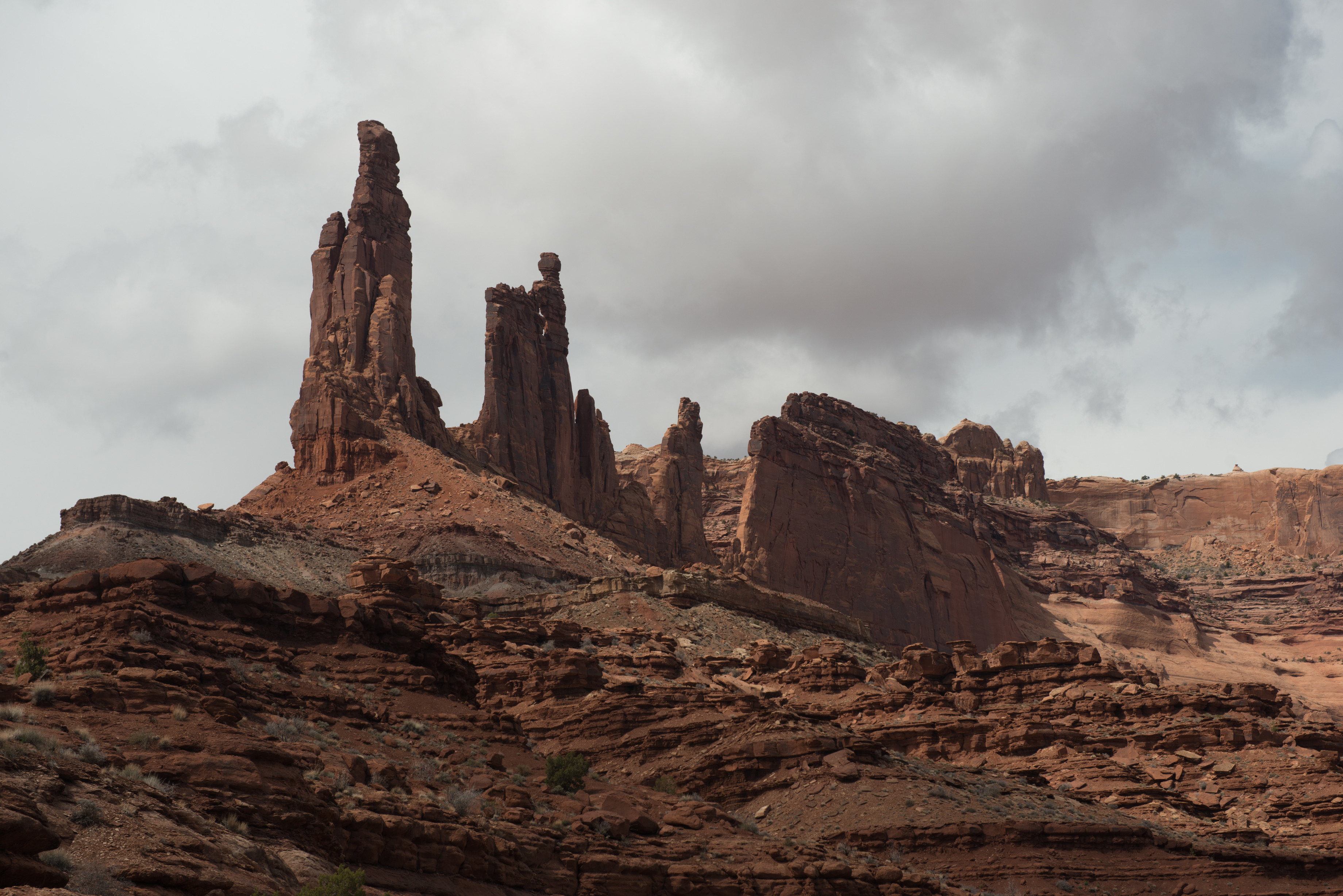 several tall rock pinnacles