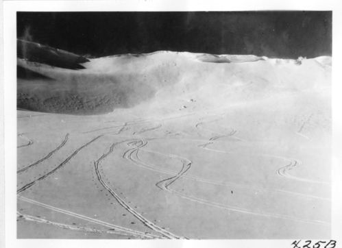 Ski Tracks on Lake Helen and Slopes Above