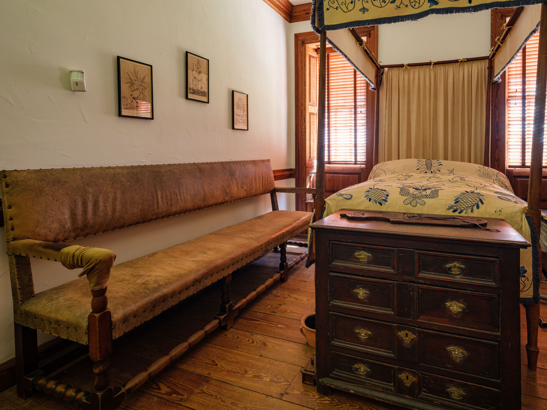 Reproduction 18th-century bedroom furniture.