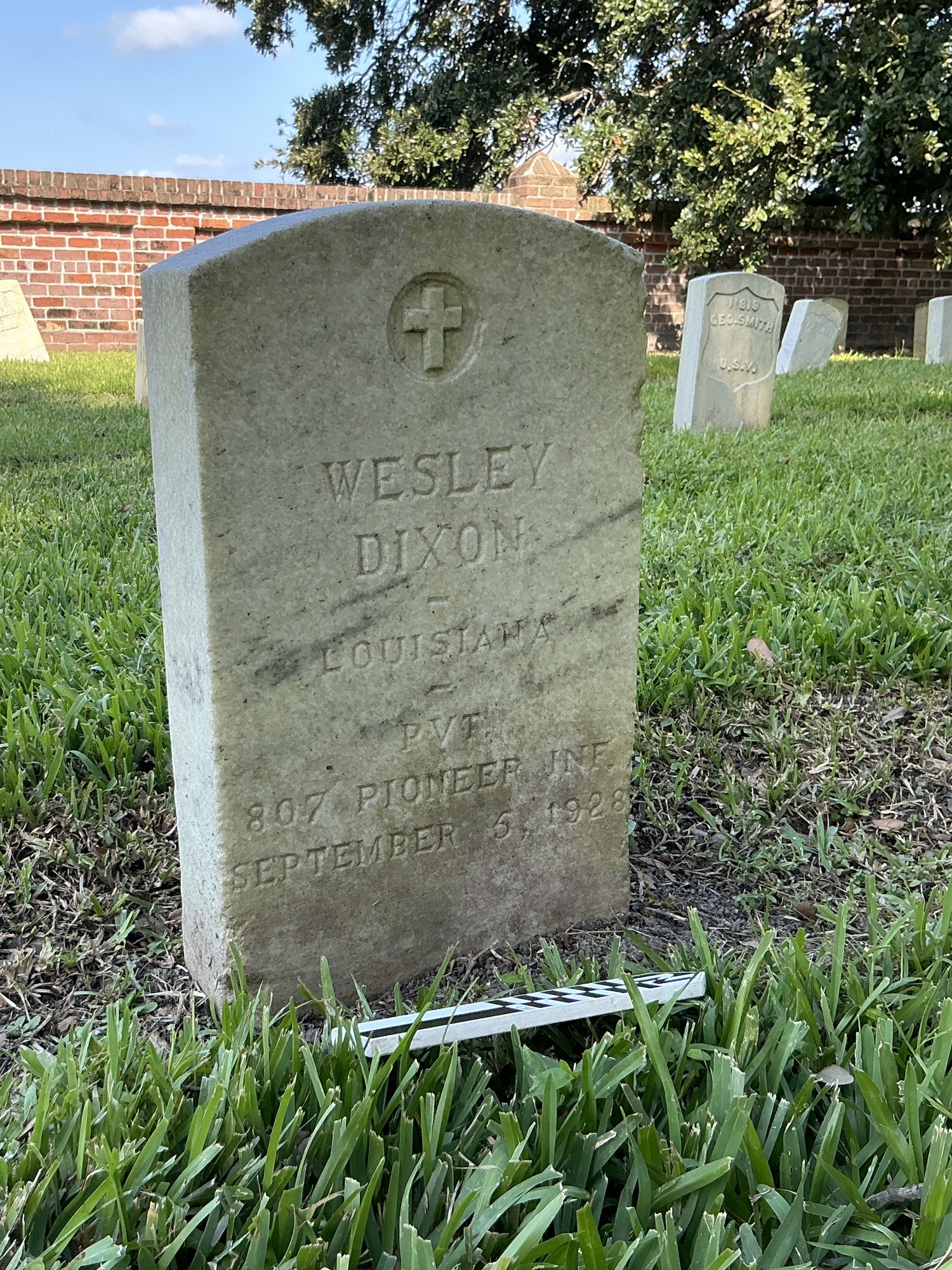 Extra image of upright marble headstone with flat face.