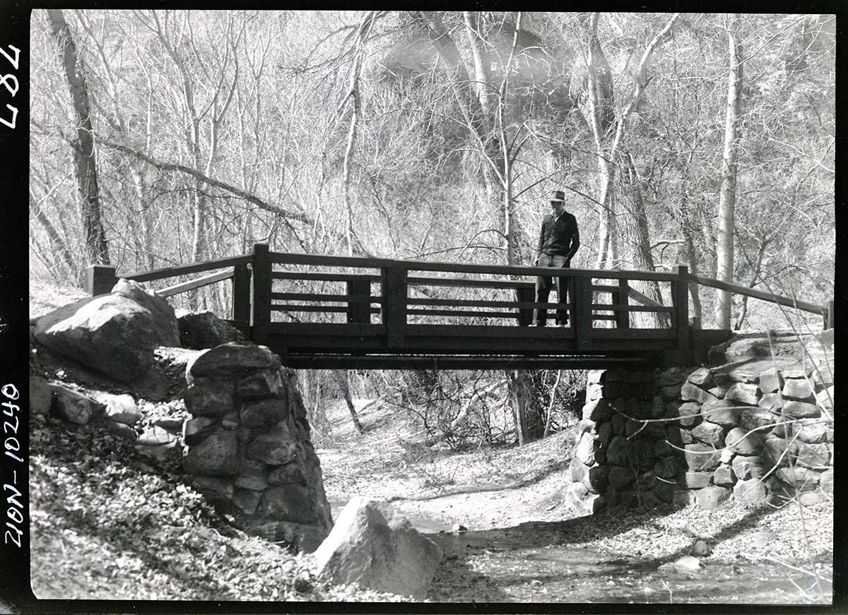 Trail bridge between main campground and scout area, Grotto Campground.