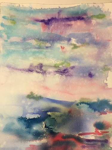 A blue and purple painting.