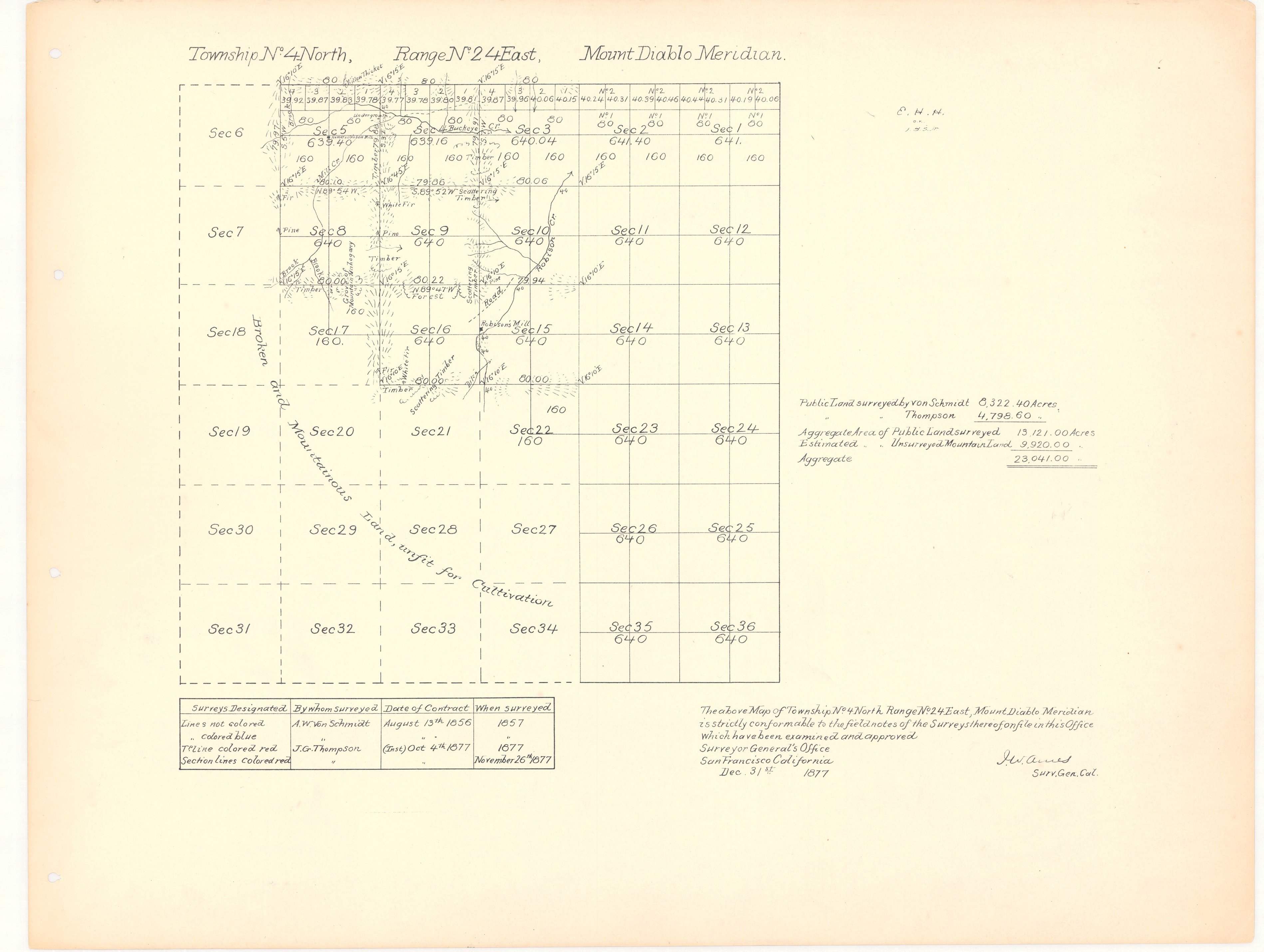 Map of Township No. 4 North, Range No. 24 East, Mount Diablo Meridian Survey