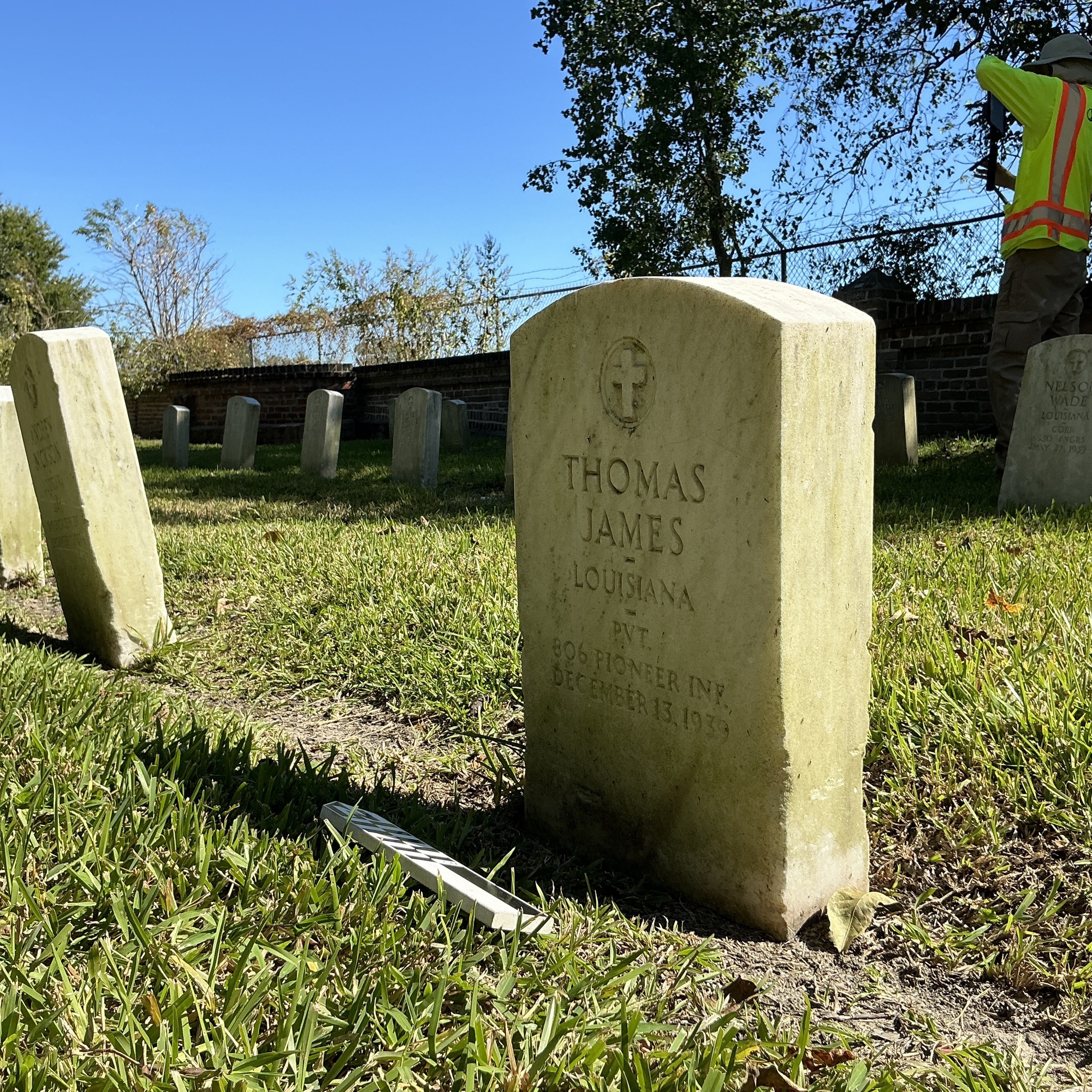 Extra image of upright marble headstone with flat face.