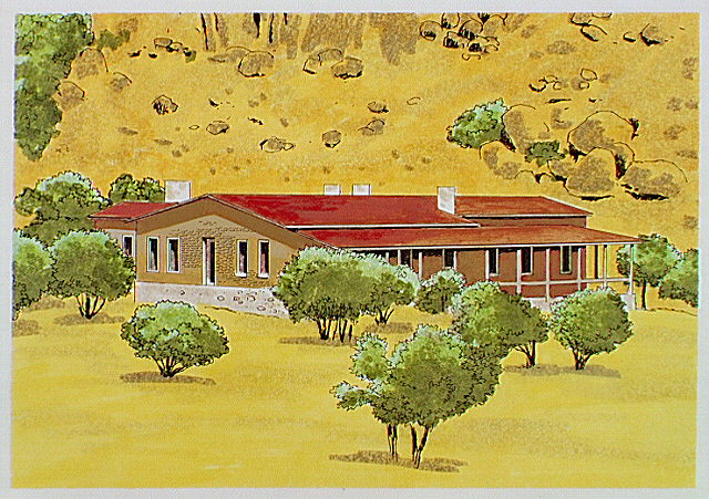 Fort Davis hospital building made of wood and stone.