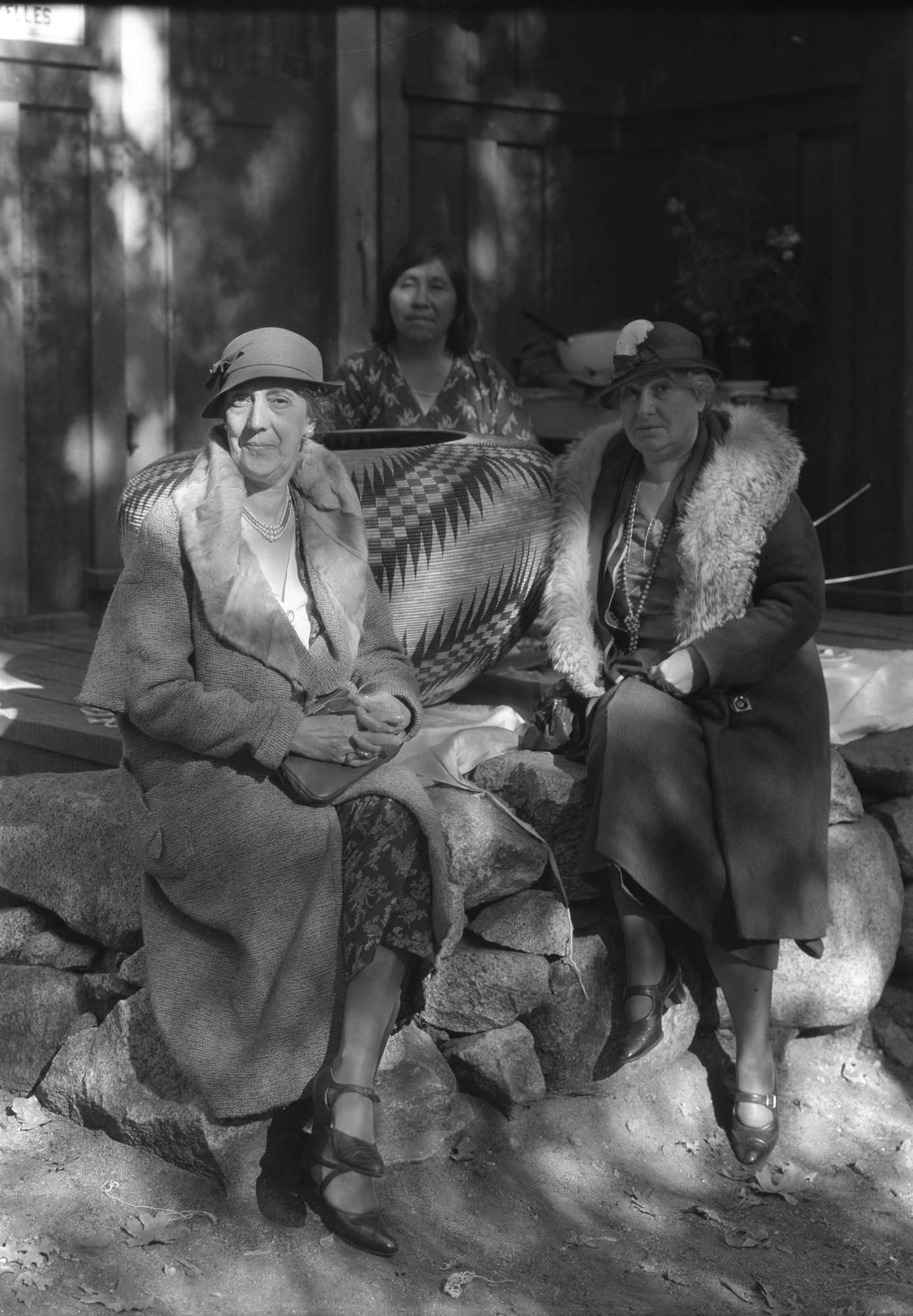 Mrs. Herbert, Lucy Telles & Mrs. Austin in the Indian Village.