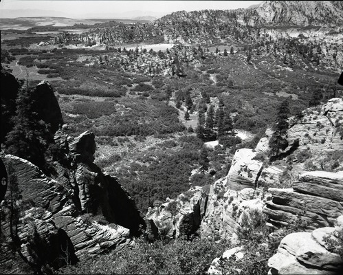 Record of vandalism, a half mile west of Neck Spring, Lee property beyond pine trees. Water matters involving Evan S. Lee.