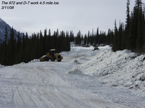 The 973 and D-7 work 4.5 mile ice