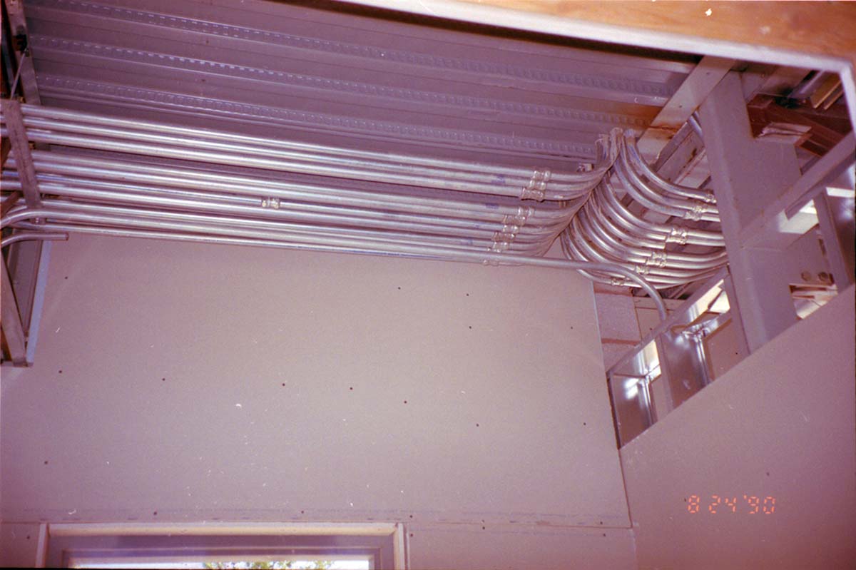 Pipe system during the construction of headquarters addition.