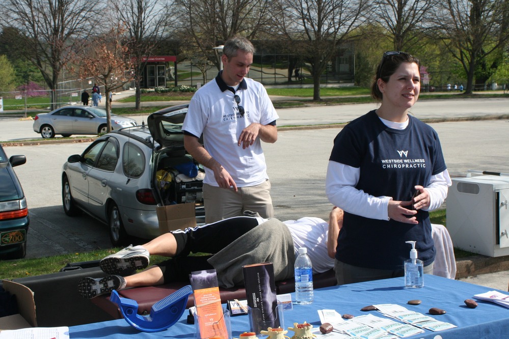 A variety of organizations set up tents for the expo during and following the race in the Welcome Center parking lot.