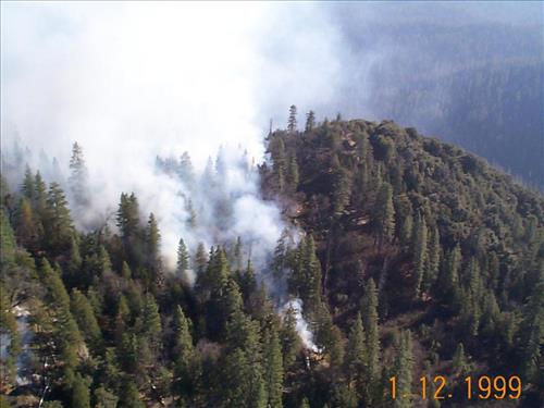 Aerial shots of the Turner Ridge prescribed fire, January 12, 1999, Yosemite National Park