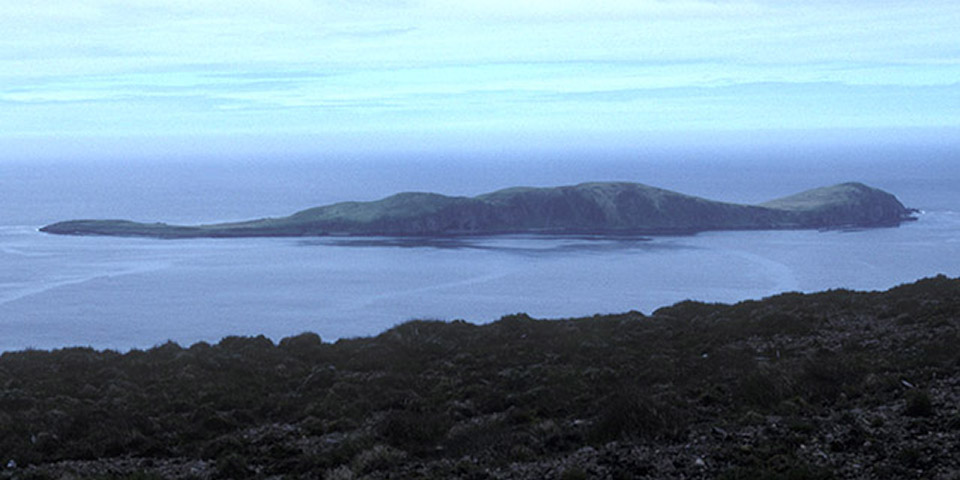 The silhouette of Ananiuliak Island looks like a swimming seal.