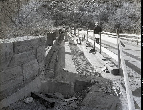 Virgin River Bridge renovation showing reinforcing bar in place.