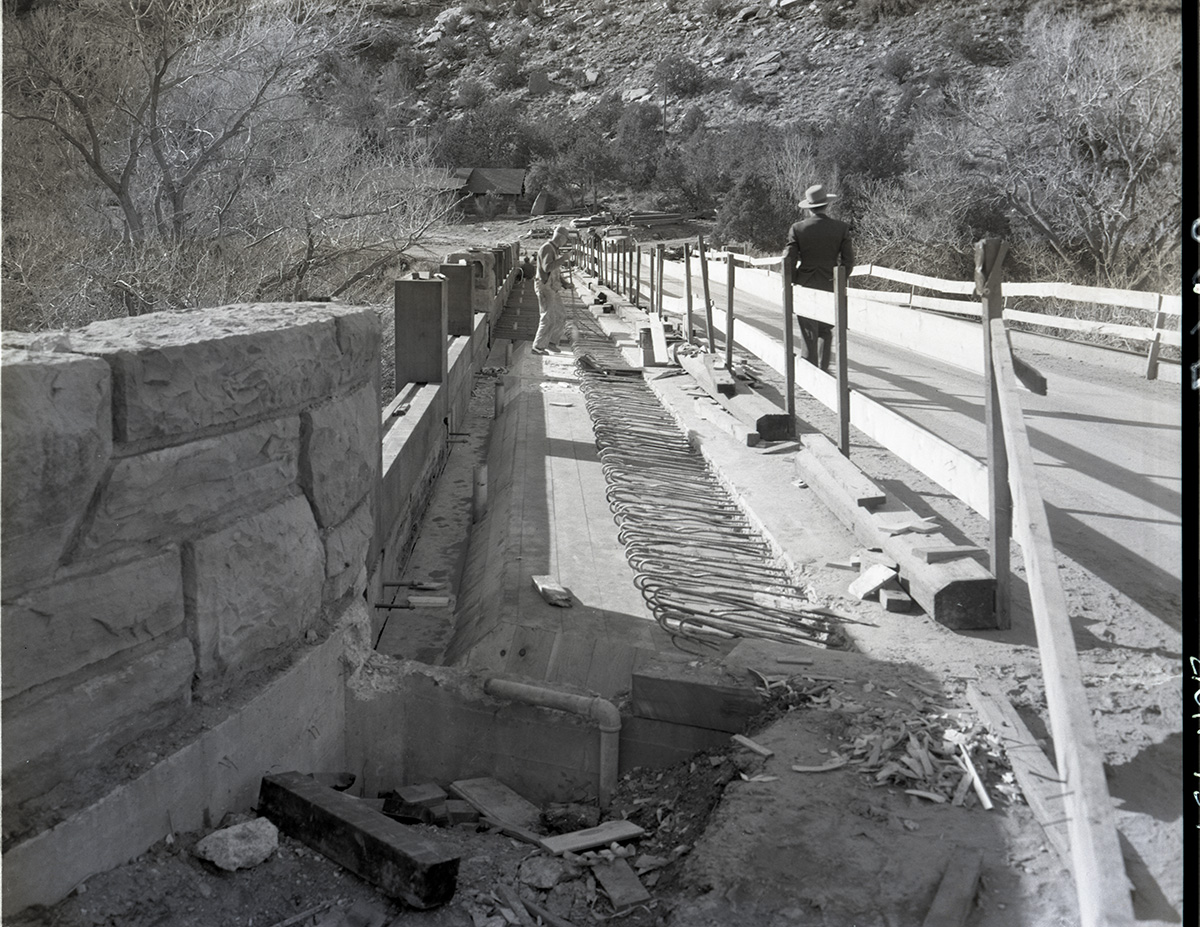 Virgin River Bridge renovation showing reinforcing bar in place.