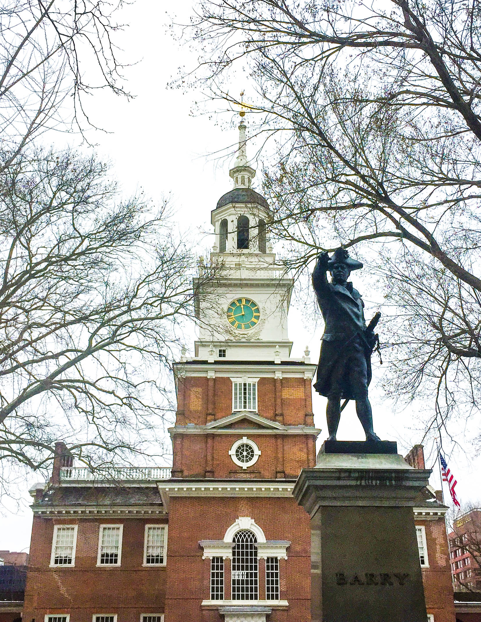 Statue of Commodore John Barry in front of Independence Hall