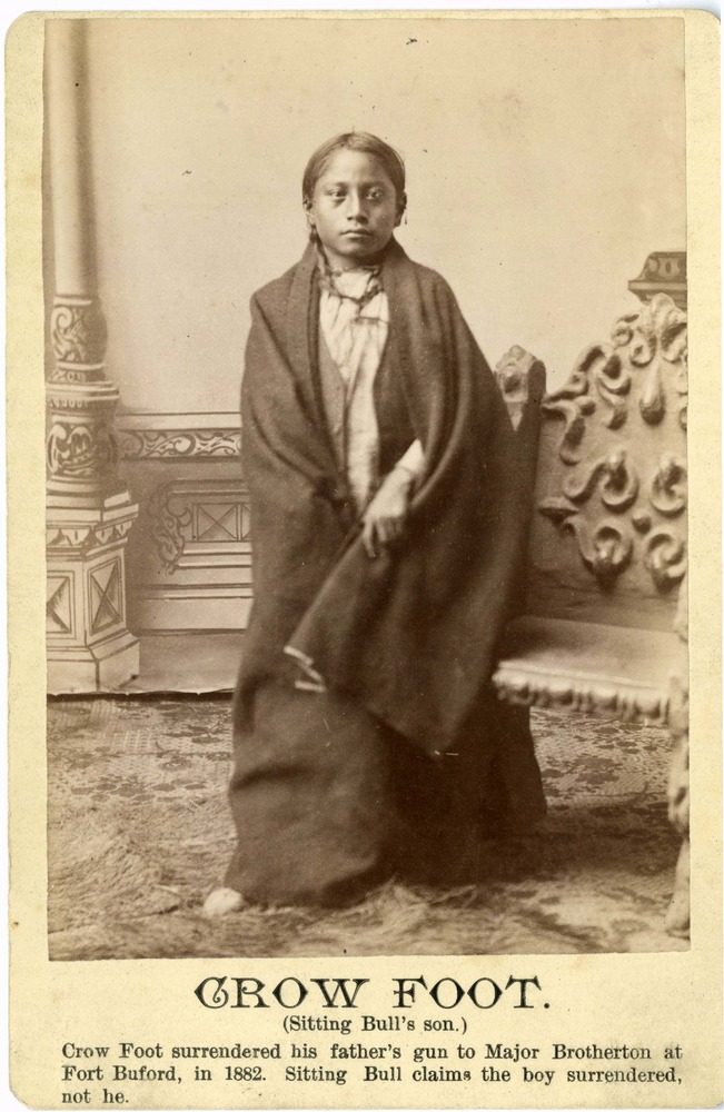 Full view studio portrait of Crow Foot, son of Sitting Bull