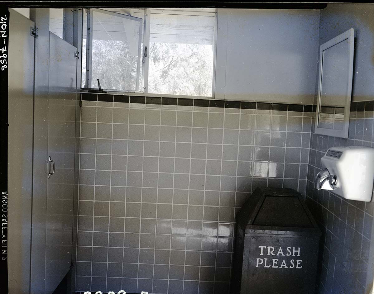 Completed comfort station rehabilitation, South Campground, interior view.