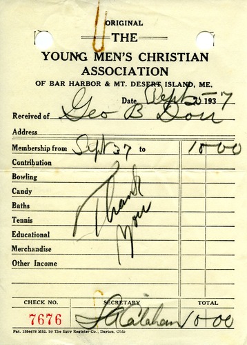 Receipt, Young Men's Christian Association, September 25, 1937.tif