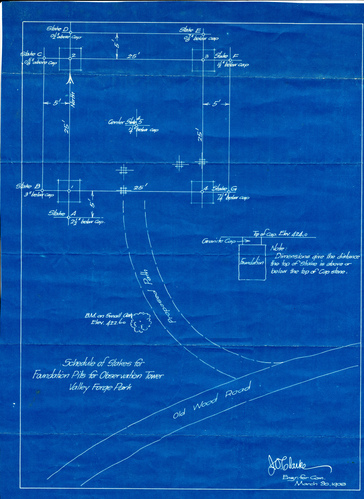 Schedule of Stakes for Foundation Pits for Observation Tower, Valley Forge Park