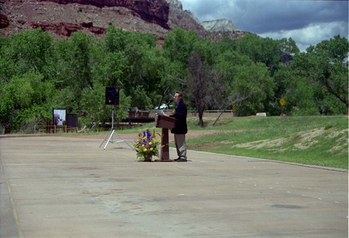Color Photos of the official launch of the Zion shuttle system- same day as the new visitor center opening.