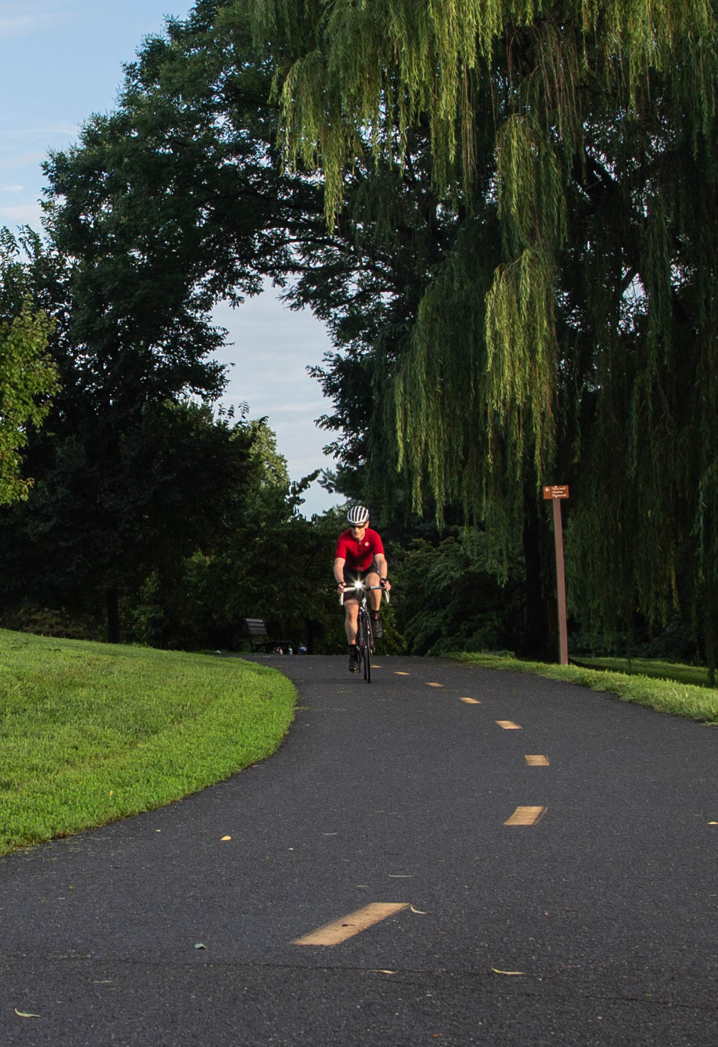 Bicyclist on a paved trail