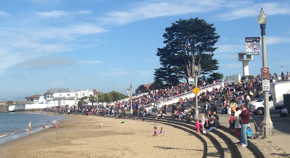 Visitors fill the bleachers in anticipation of the show.