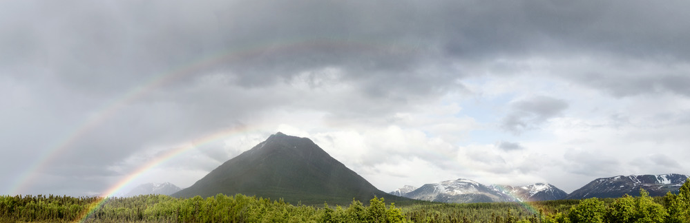 A double rainbow arcs over Tanalian Mountain in Port Alsworth. 